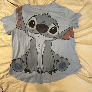 Disney T-Shirt Teens XL Blue Stitch Crew Neck Short Sleeve Basic Casual